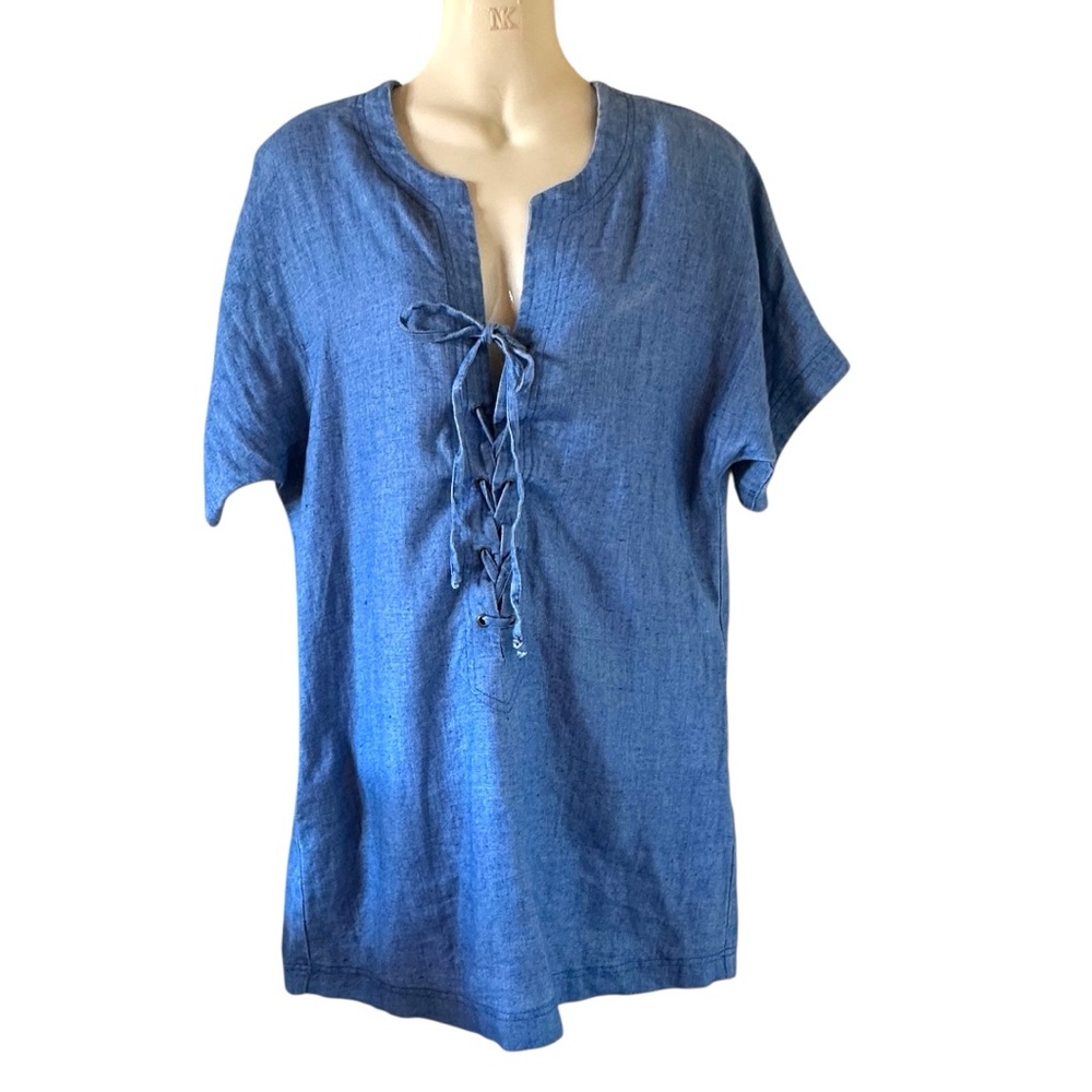 Reformation  Lace-Up Tunic Mini Dress Linen blend